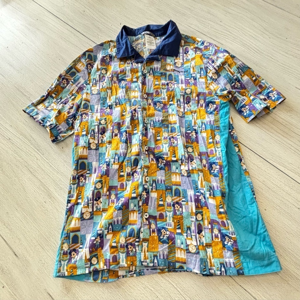 WALT DISNEY WORLD 50th Anniversary Mickey Mouse Castle Button-Up Camp Shirt XXL